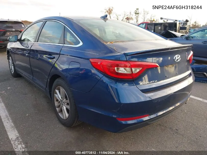 2016 Hyundai Sonata Se VIN: 5NPE24AF6GH318244 Lot: 40773512