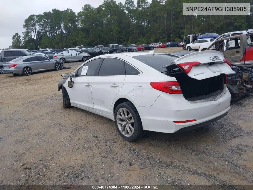 2016 Hyundai Sonata VIN: 5NPE24AF9GH385985 Lot: 40774304