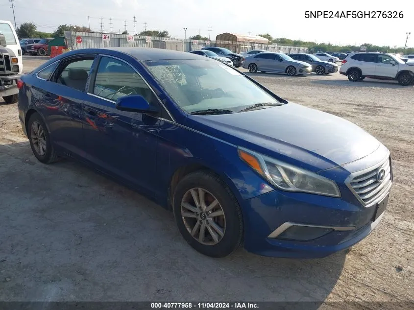 2016 Hyundai Sonata Se VIN: 5NPE24AF5GH276326 Lot: 40777958