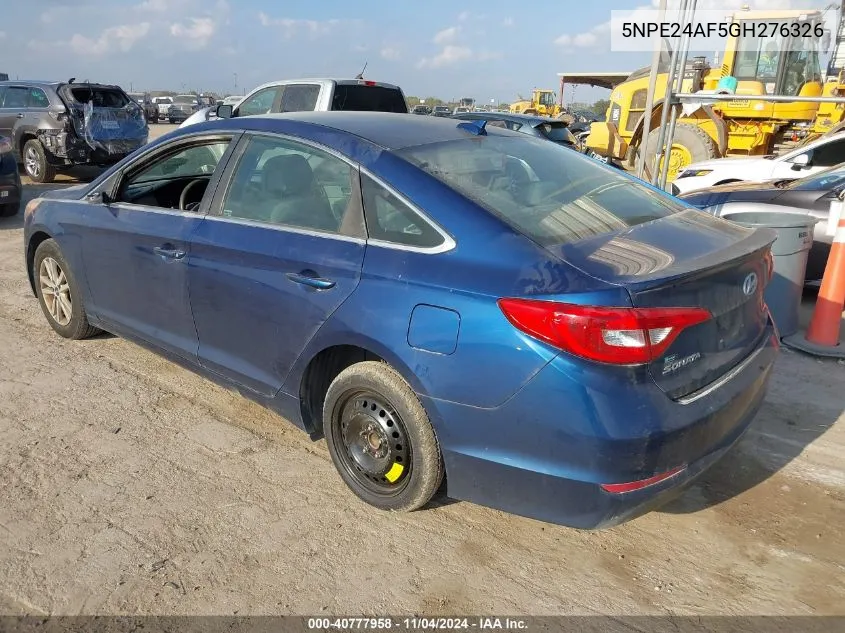 2016 Hyundai Sonata Se VIN: 5NPE24AF5GH276326 Lot: 40777958