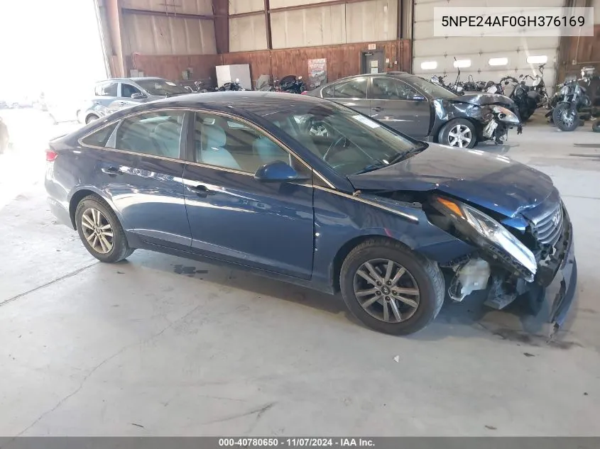 2016 Hyundai Sonata Se VIN: 5NPE24AF0GH376169 Lot: 40780650