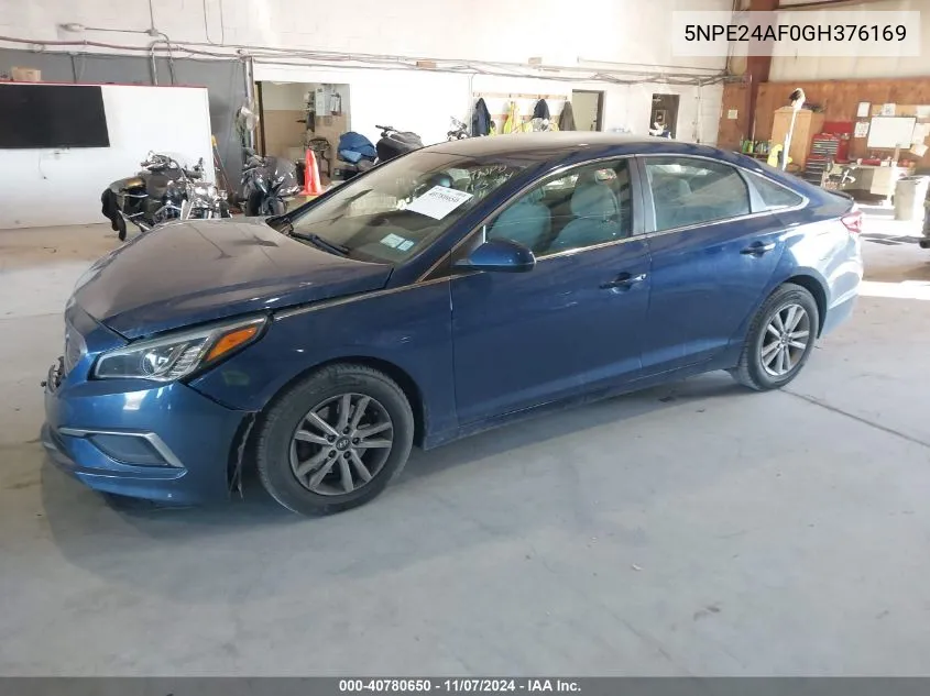 2016 Hyundai Sonata Se VIN: 5NPE24AF0GH376169 Lot: 40780650