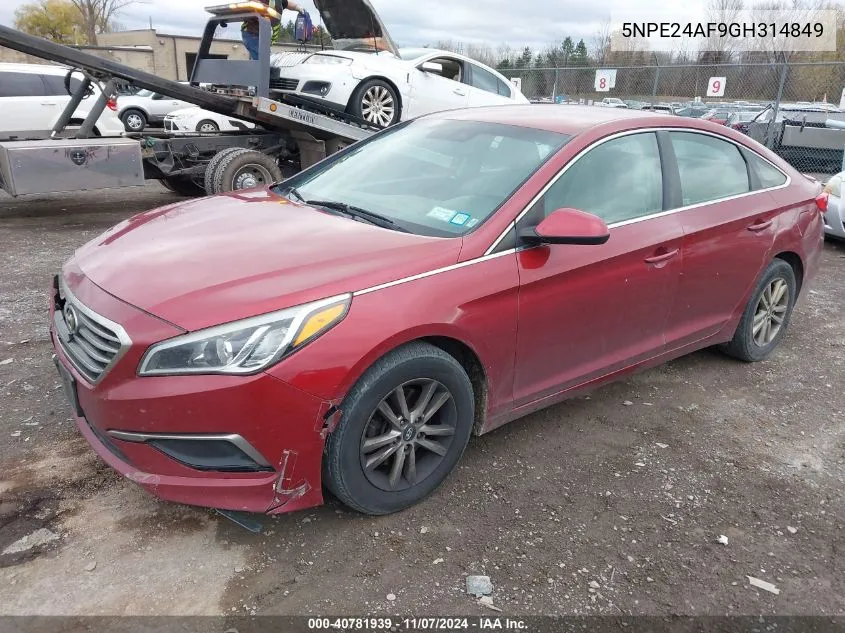 2016 Hyundai Sonata Se VIN: 5NPE24AF9GH314849 Lot: 40781939