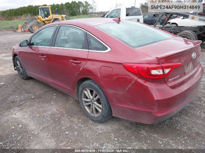 2016 Hyundai Sonata Se VIN: 5NPE24AF9GH314849 Lot: 40781939