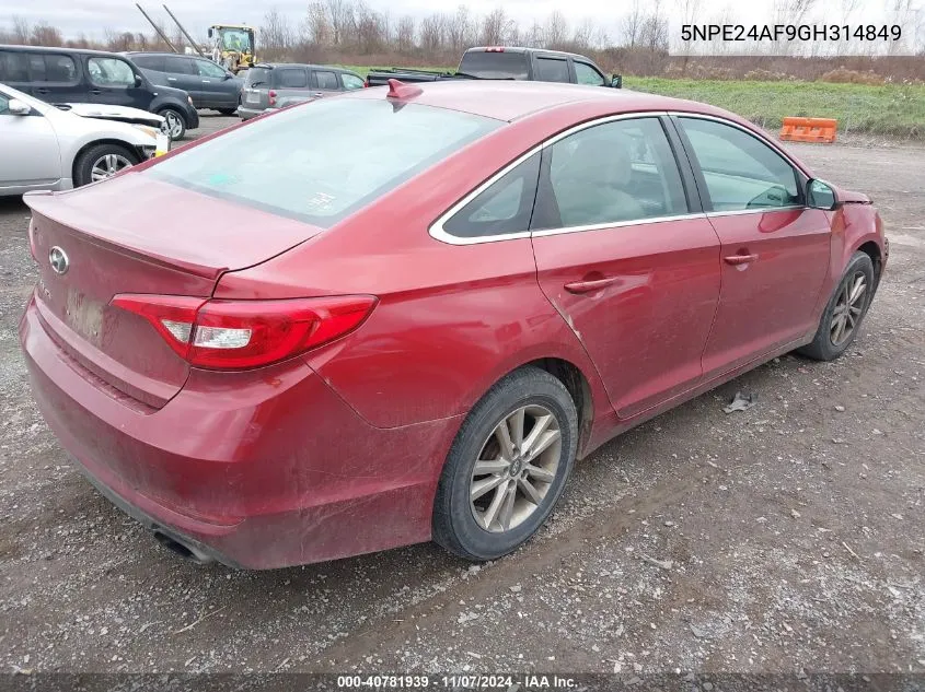 2016 Hyundai Sonata Se VIN: 5NPE24AF9GH314849 Lot: 40781939