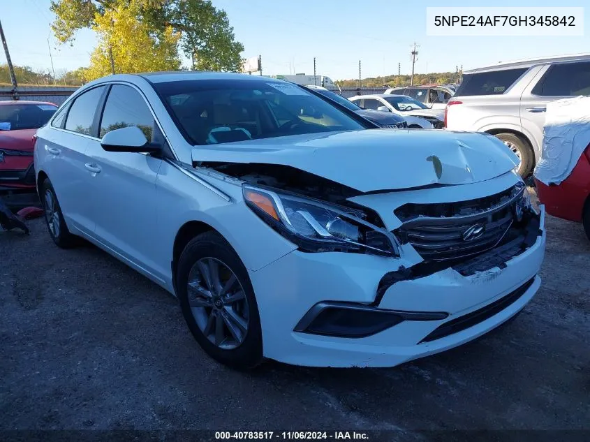 2016 Hyundai Sonata Se VIN: 5NPE24AF7GH345842 Lot: 40783517