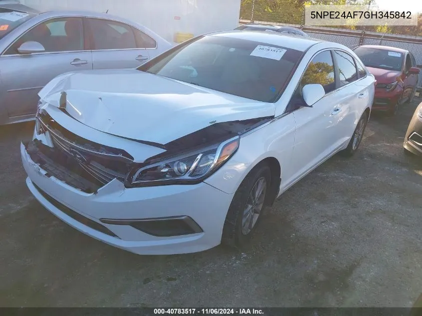 2016 Hyundai Sonata Se VIN: 5NPE24AF7GH345842 Lot: 40783517