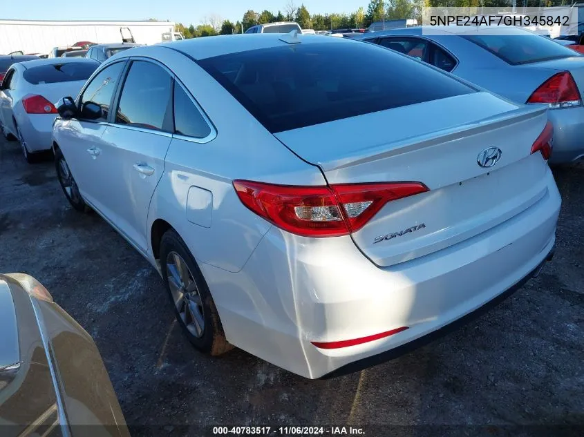 2016 Hyundai Sonata Se VIN: 5NPE24AF7GH345842 Lot: 40783517