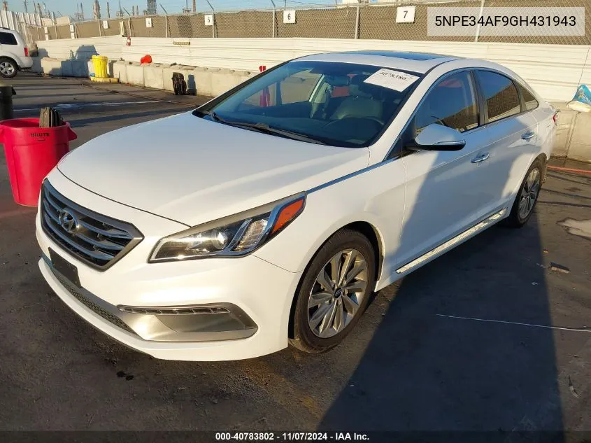 2016 Hyundai Sonata Sport VIN: 5NPE34AF9GH431943 Lot: 40783802