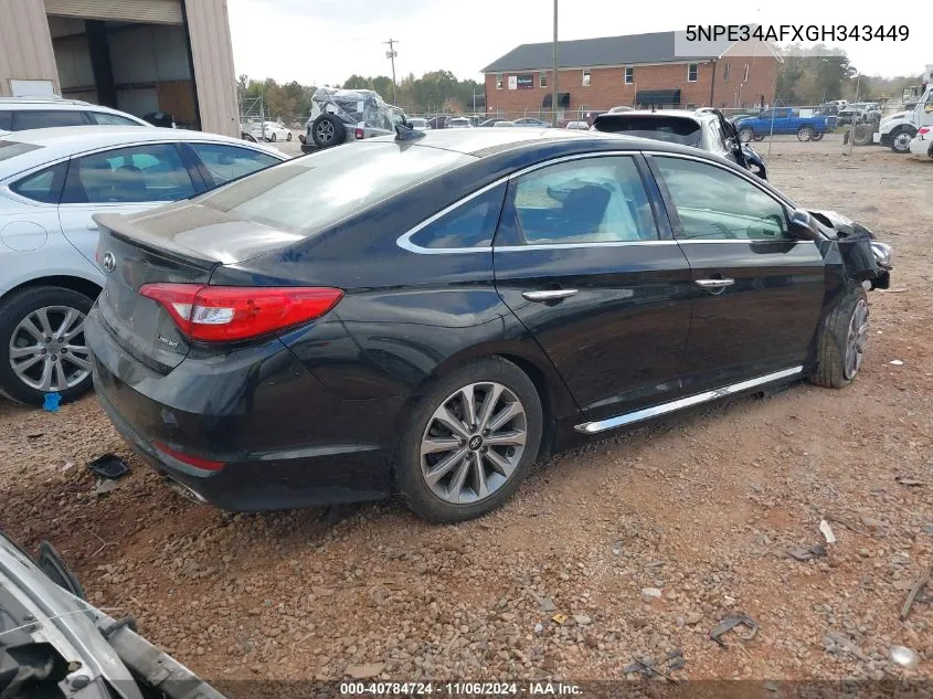 2016 Hyundai Sonata Limited VIN: 5NPE34AFXGH343449 Lot: 40784724