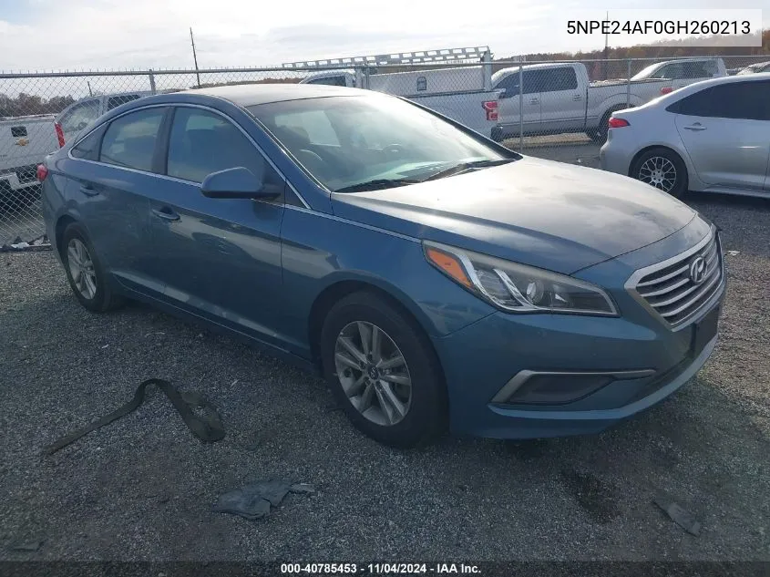 2016 Hyundai Sonata Se VIN: 5NPE24AF0GH260213 Lot: 40785453