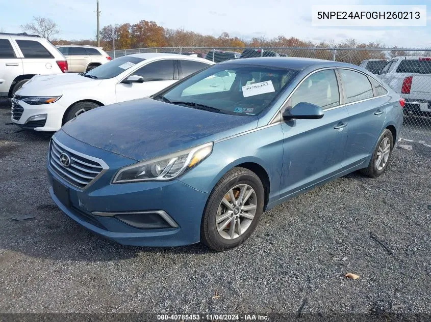 2016 Hyundai Sonata Se VIN: 5NPE24AF0GH260213 Lot: 40785453