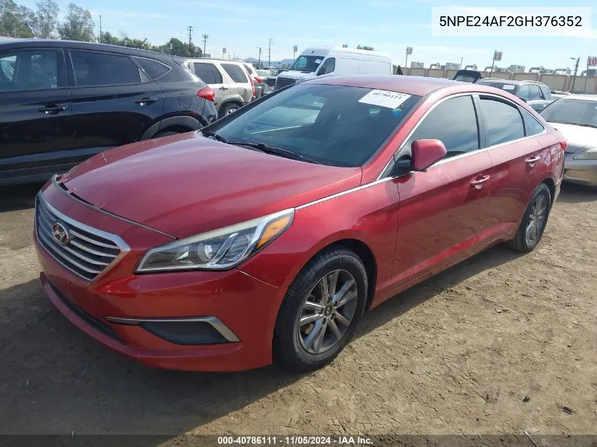 2016 Hyundai Sonata Se VIN: 5NPE24AF2GH376352 Lot: 40786111