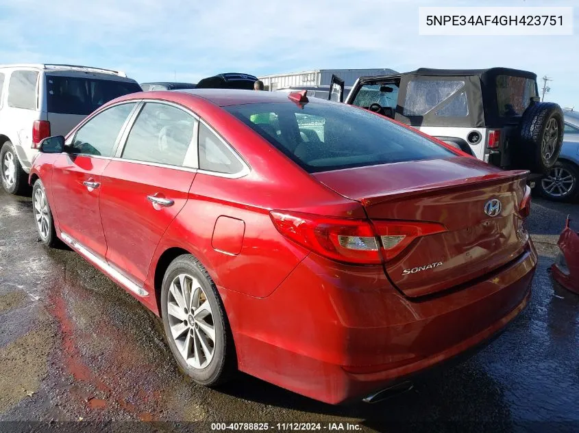 2016 Hyundai Sonata Sport VIN: 5NPE34AF4GH423751 Lot: 40788825