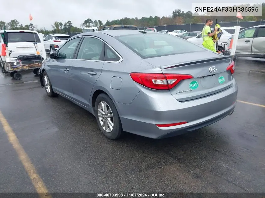 2016 Hyundai Sonata Se VIN: 5NPE24AF3GH386596 Lot: 40793998