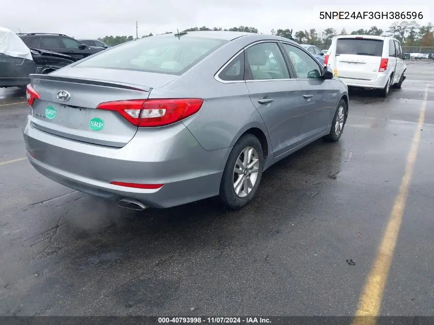 2016 Hyundai Sonata Se VIN: 5NPE24AF3GH386596 Lot: 40793998