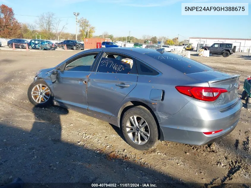 2016 Hyundai Sonata Se VIN: 5NPE24AF9GH388675 Lot: 40794052