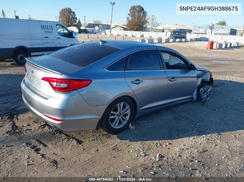 2016 Hyundai Sonata Se VIN: 5NPE24AF9GH388675 Lot: 40794052