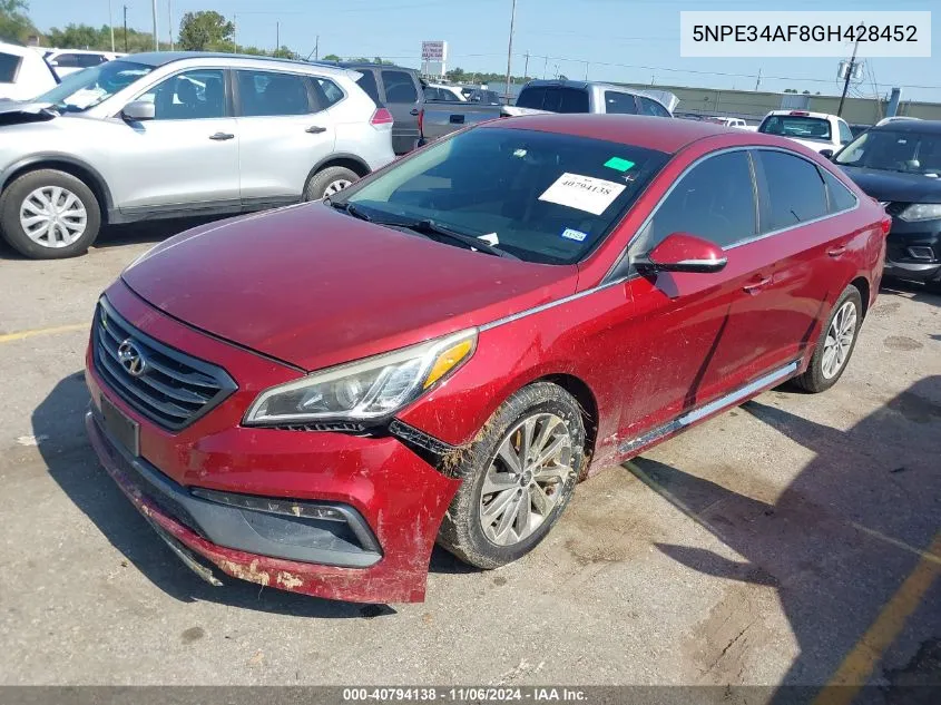 2016 Hyundai Sonata Sport VIN: 5NPE34AF8GH428452 Lot: 40794138