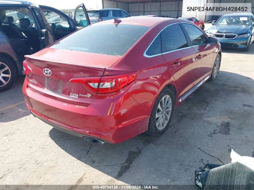 2016 Hyundai Sonata Sport VIN: 5NPE34AF8GH428452 Lot: 40794138