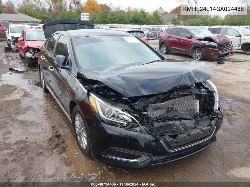 2016 Hyundai Sonata Hybrid Se VIN: KMHE24L14GA024488 Lot: 40794436