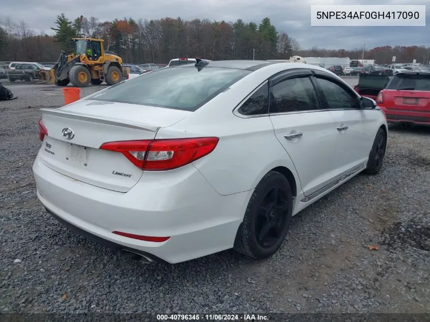 2016 Hyundai Sonata Limited VIN: 5NPE34AF0GH417090 Lot: 40796345