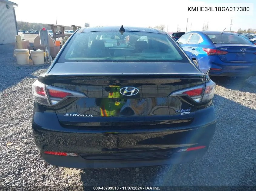 2016 Hyundai Sonata Hybrid Limited VIN: KMHE34L18GA017380 Lot: 40799510