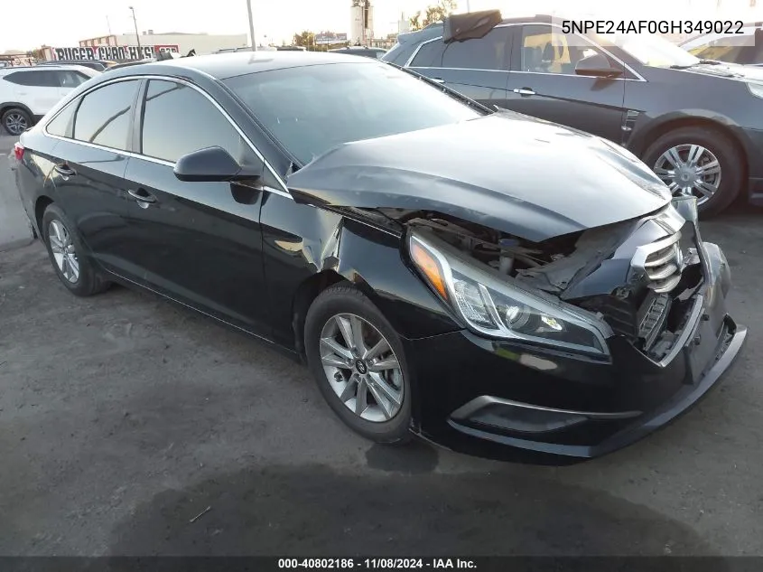 2016 Hyundai Sonata Se VIN: 5NPE24AF0GH349022 Lot: 40802186