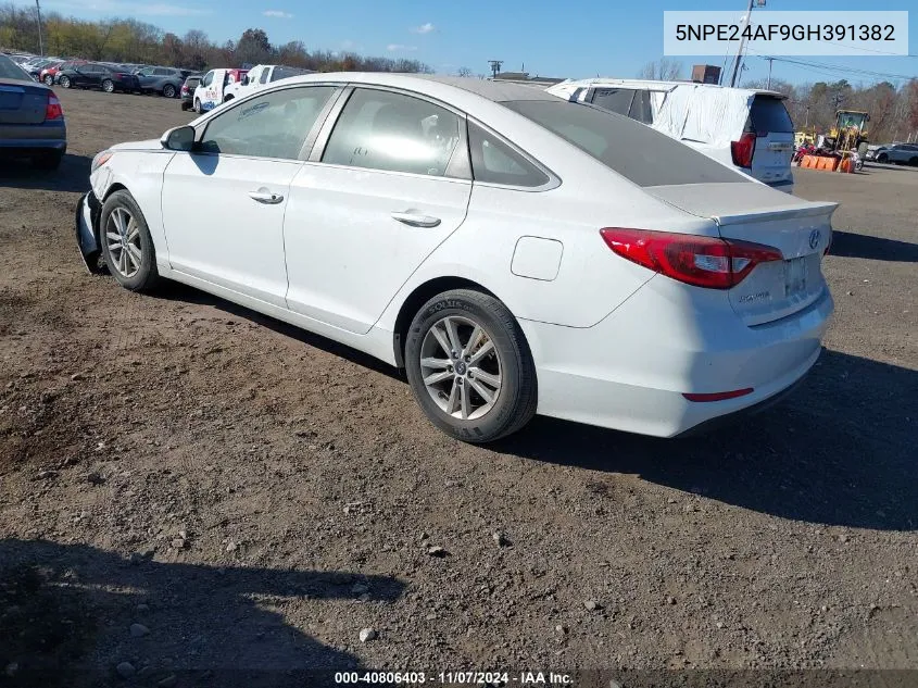 2016 Hyundai Sonata Se VIN: 5NPE24AF9GH391382 Lot: 40806403