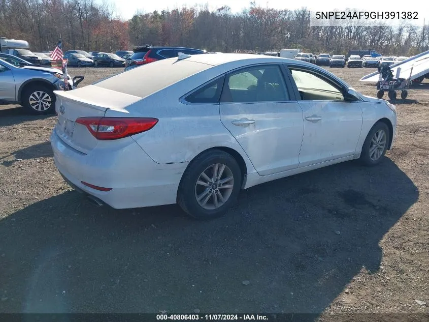 2016 Hyundai Sonata Se VIN: 5NPE24AF9GH391382 Lot: 40806403