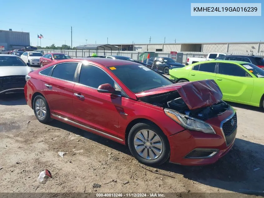 2016 Hyundai Sonata Hybrid Se VIN: KMHE24L19GA016239 Lot: 40813246