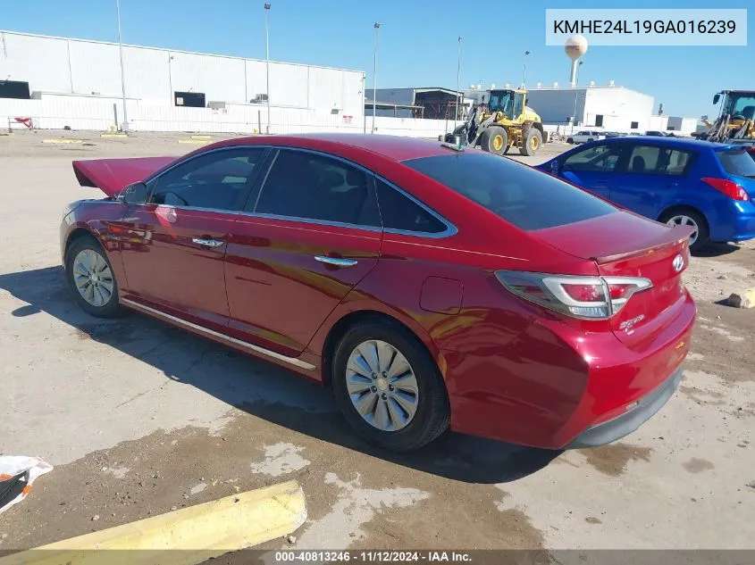 2016 Hyundai Sonata Hybrid Se VIN: KMHE24L19GA016239 Lot: 40813246