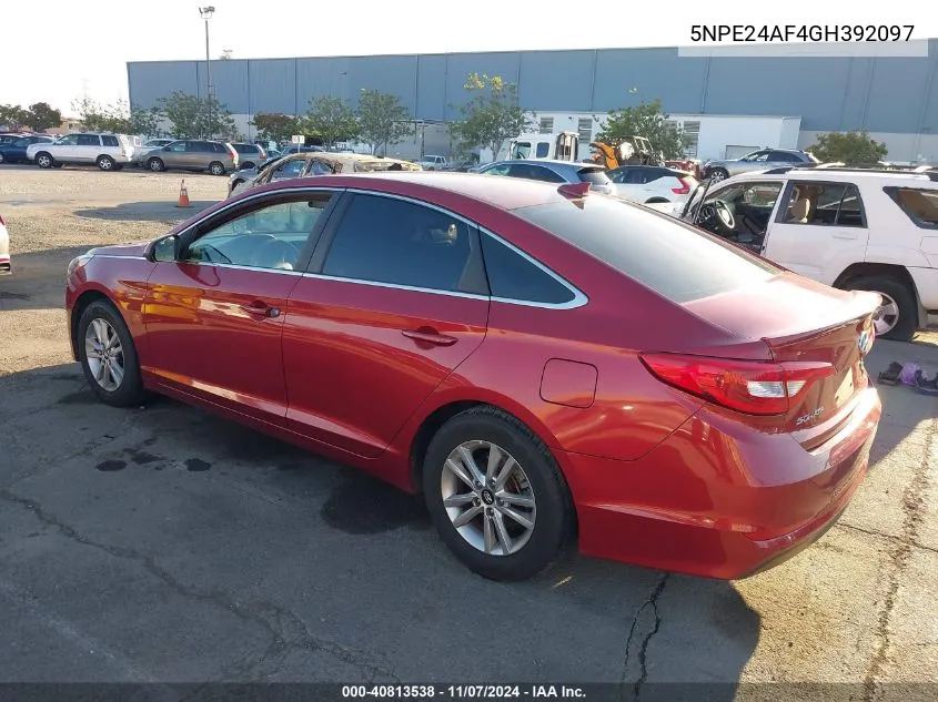 2016 Hyundai Sonata VIN: 5NPE24AF4GH392097 Lot: 40813538