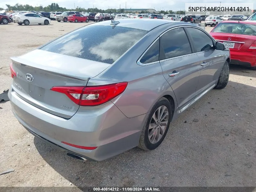 2016 Hyundai Sonata Sport VIN: 5NPE34AF2GH414241 Lot: 40814212