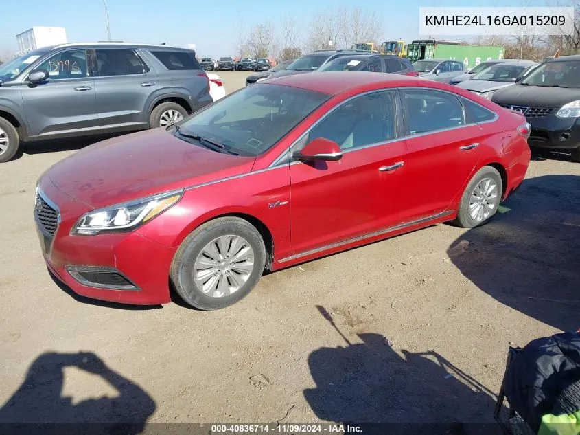 2016 Hyundai Sonata Hybrid Se VIN: KMHE24L16GA015209 Lot: 40836714