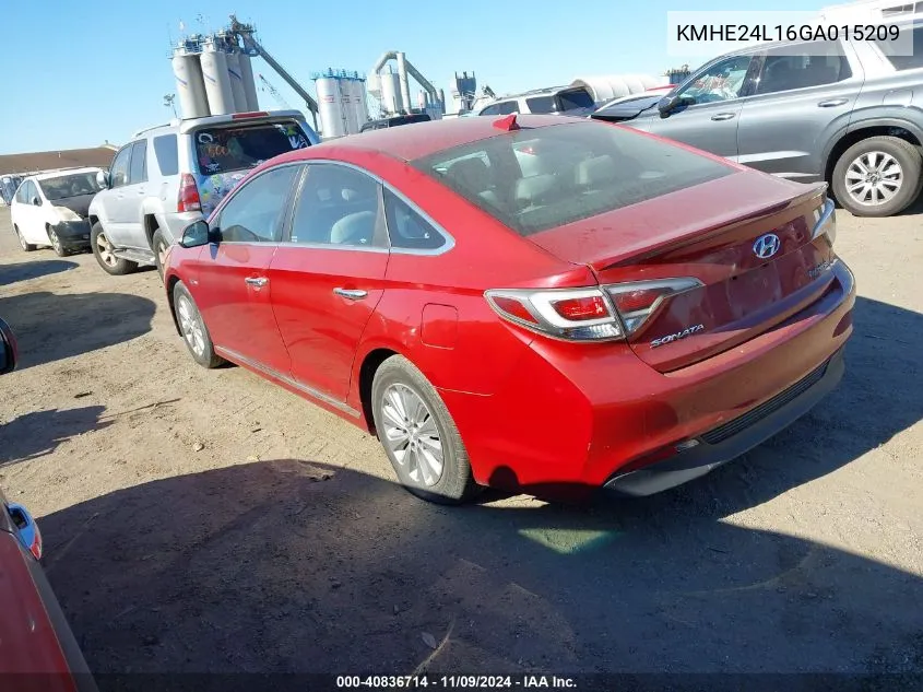 2016 Hyundai Sonata Hybrid Se VIN: KMHE24L16GA015209 Lot: 40836714