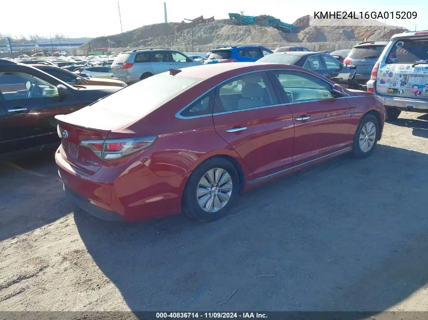 2016 Hyundai Sonata Hybrid Se VIN: KMHE24L16GA015209 Lot: 40836714