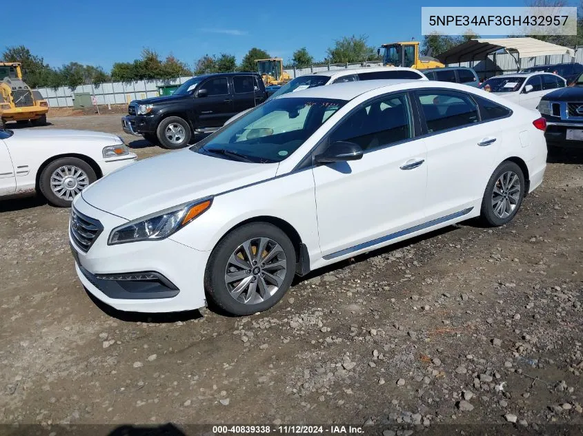 2016 Hyundai Sonata Sport VIN: 5NPE34AF3GH432957 Lot: 40839338