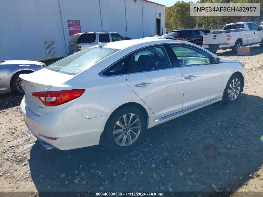 2016 Hyundai Sonata Sport VIN: 5NPE34AF3GH432957 Lot: 40839338