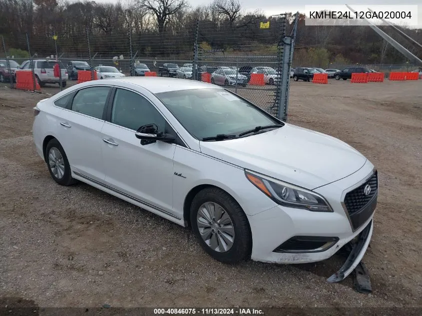 KMHE24L12GA020004 2016 Hyundai Sonata Hybrid Se