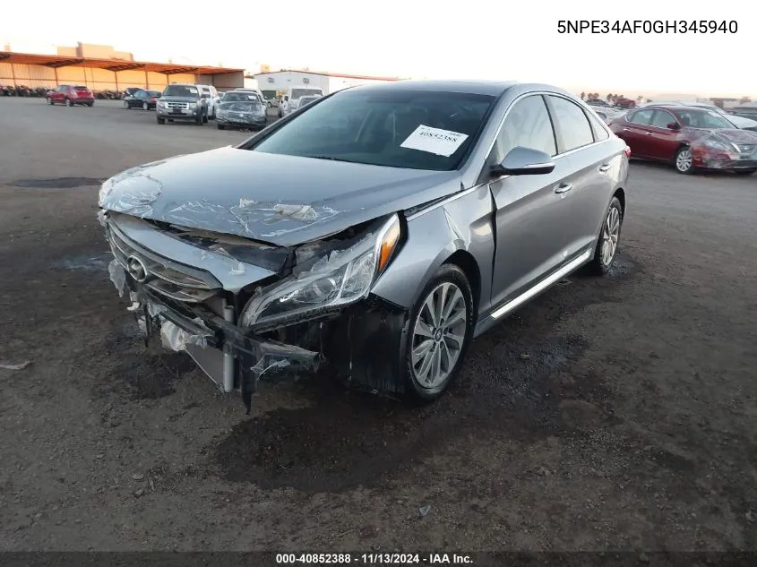 5NPE34AF0GH345940 2016 Hyundai Sonata Sport