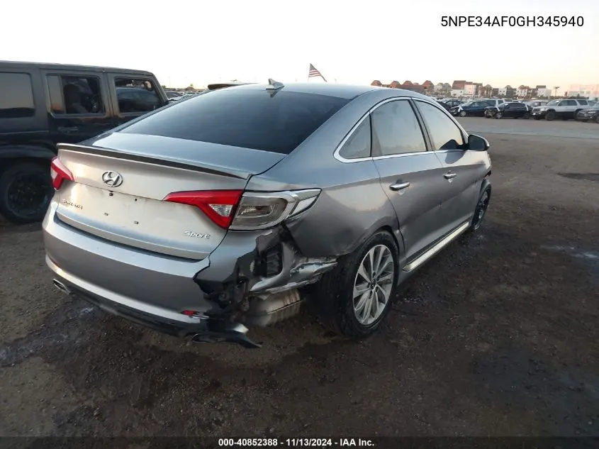 5NPE34AF0GH345940 2016 Hyundai Sonata Sport