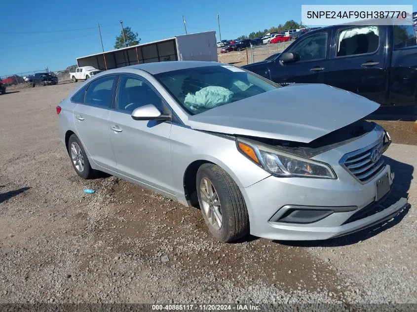 2016 Hyundai Sonata VIN: 5NPE24AF9GH387770 Lot: 40885117