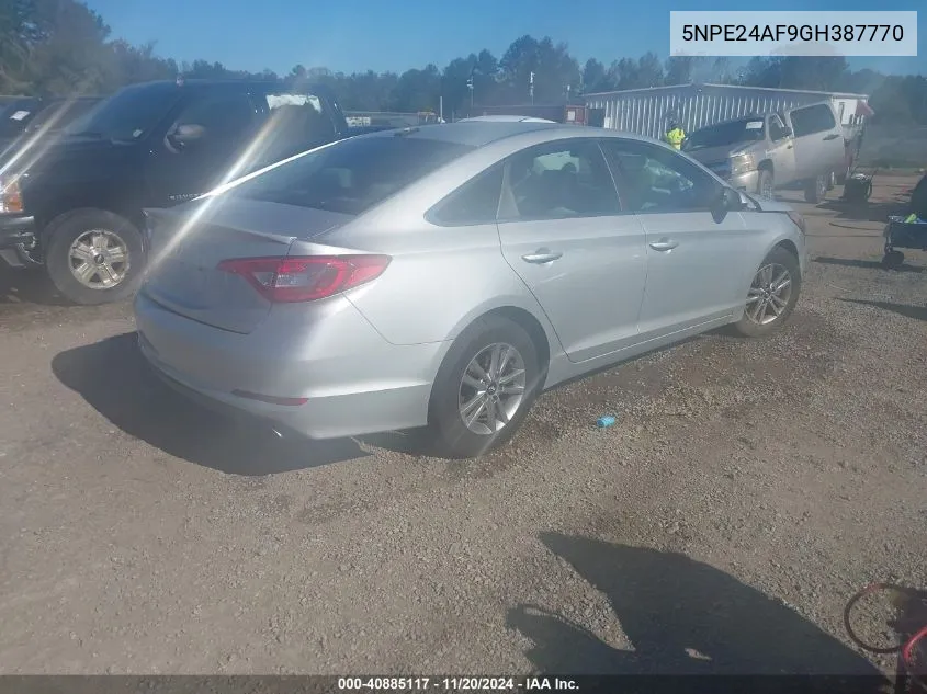 2016 Hyundai Sonata VIN: 5NPE24AF9GH387770 Lot: 40885117