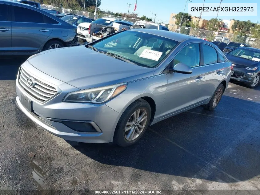 2016 Hyundai Sonata Se VIN: 5NPE24AFXGH322975 Lot: 40892561