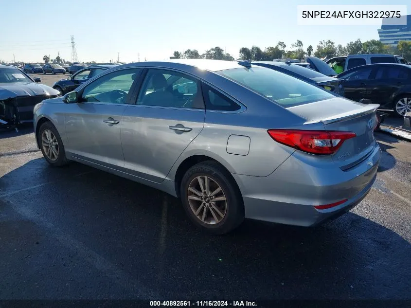 2016 Hyundai Sonata Se VIN: 5NPE24AFXGH322975 Lot: 40892561