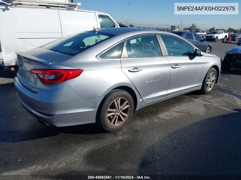 2016 Hyundai Sonata Se VIN: 5NPE24AFXGH322975 Lot: 40892561