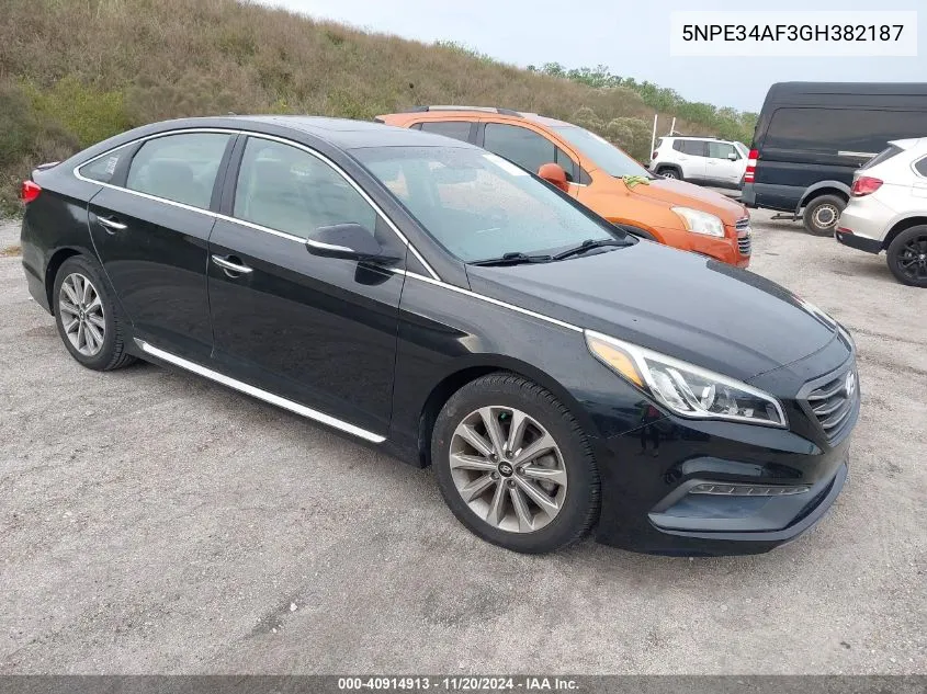 2016 Hyundai Sonata Limited VIN: 5NPE34AF3GH382187 Lot: 40914913