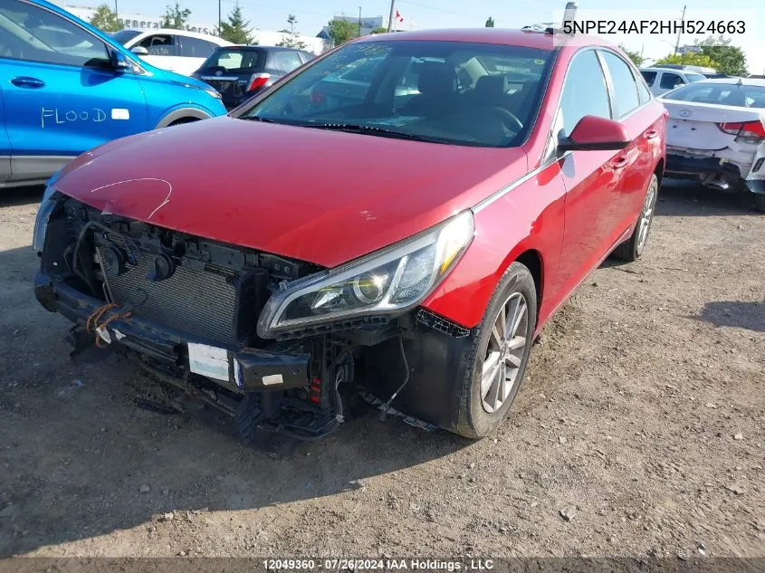 2017 Hyundai Sonata Se VIN: 5NPE24AF2HH524663 Lot: 12049360