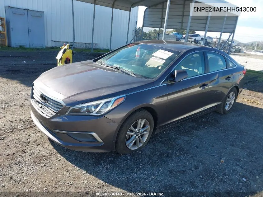 2017 Hyundai Sonata VIN: 5NPE24AF5HH543000 Lot: 38636140